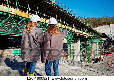 Architects, Construction of viaduct, Works of the new railway platform in the Basque Country, High-speed train? Basque Y? View Large Photo Image Stock Image - Architects, Construction of viaduct, Works of the new railway platform in the Basque Country, High-speed train? Basque Y?. Fotosearch