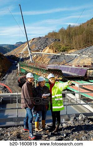 Architects, Construction of viaduct, Works of the new railway platform in the Basque Country, High-speed train? Basque Y? View Large Photo Image Stock Photography - Architects, Construction of viaduct, Works of the new railway platform in the Basque Country, High-speed train? Basque Y?. Fotosearch