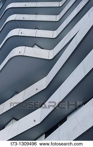 Stock Photograph - Architectural detail, Marco Polo Tower, Hamburg, Germany.. Fotosearch