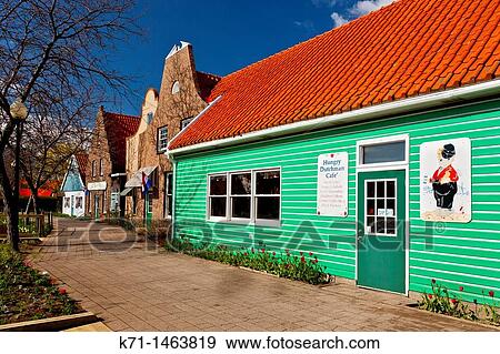 Stock Photo - Architecture and shops of the Dutch Village tourist attraction in Holland, MIchigan, USA. Fotosearch