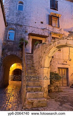 archway and house in old town of Trogir at night, Croatia. View Large Photo Image Stock Image - archway and house in old town of Trogir at night, Croatia.. Fotosearch