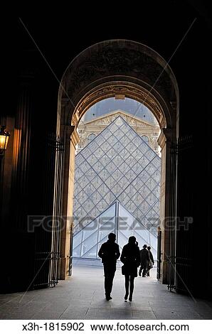 Stock Image - archway under the Pavillon Richelieu from the Rivoli street to the Louvre Pyramid, Paris, Ile-de-France region, France, Europe. Fotosearch