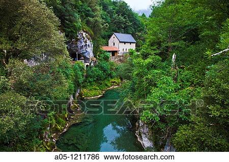 Arenas de Cabrales. Cabrales Cheese Exposition Cave and Cares River. Picos de Europa. Oriente region. Asturias. Spain. View Large Photo Image Stock Photograph - Arenas de Cabrales. Cabrales Cheese Exposition Cave and Cares River. Picos de Europa. Oriente region. Asturias. Spain.. Fotosearch