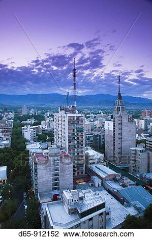 Argentina, Mendoza Province, Mendoza, city view from the east, aerial, evening View Large Photo Image Stock Image - Argentina, Mendoza Province, Mendoza, city view from the east, aerial, evening. Fotosearch