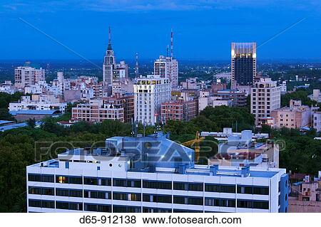 Argentina, Mendoza Province, Mendoza, city view from above Plaza Italia, evening View Large Photo Image Stock Photo - Argentina, Mendoza Province, Mendoza, city view from above Plaza Italia, evening. Fotosearch