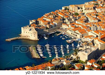 Arial view of Dubrovnik old town port - Croatia View Large Photo Image Picture - Arial view of Dubrovnik old town port - Croatia. Fotosearch