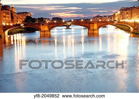 Arno river at dusk Florence Firenze Italy. View Large Photo Image Stock Image - Arno river at dusk Florence Firenze Italy.. Fotosearch
