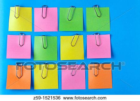 arrangement of memorandum memory post-it with paper clips View Large Photo Image Stock Photograph - arrangement of memorandum memory post-it with paper clips. Fotosearch