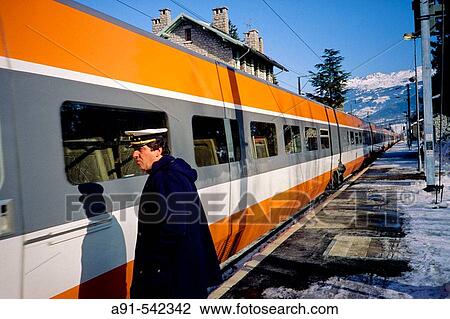 Arrival of TGV train. Savoie. Alps. France View Large Photo Image Stock Image - Arrival of TGV train. Savoie. Alps. France. Fotosearch
