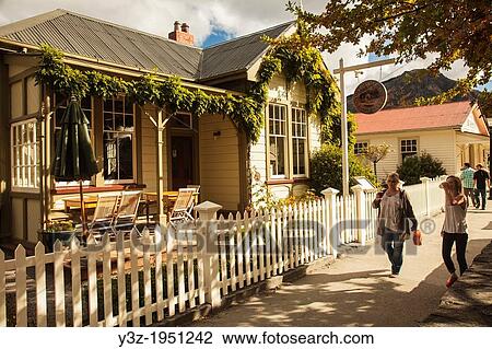 Arrowtown main street, historic Postmaster's residence, goldfields town now tourist resort, autumn, Otago, New Zealand,. View Large Photo Image Stock Image - Arrowtown main street, historic Postmaster's residence, goldfields town now tourist resort, autumn, Otago, New Zealand,.. Fotosearch