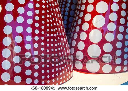 Art by Yayoi Kusama, in the windows of the Louis Vuitton store, Hotel Vancouver, Vancouver, BC ...