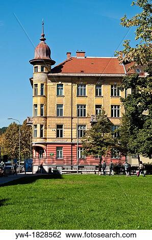 Art deco building, MikloUicev park, Ljubljana, Slovenia View Large Photo Image Stock Image - Art deco building, MikloUicev park, Ljubljana, Slovenia. Fotosearch