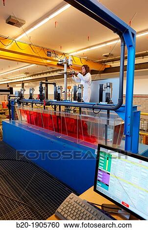 Stock Image - ARTESA water model Scale model to measure fluid through software CFD Computational Fluid Dynamics Industry, Tecnalia Research & innovation, Technology and Research Centre, Zamudio Technological Park, Derio, Bizkaia, Basque Country, Spain. Fotosearch