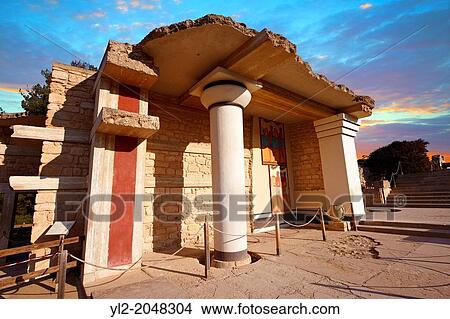 Arthur Evans reconstruction of the South Propylaeum Knossos Minoan archaeological site, Crete. View Large Photo Image Picture - Arthur Evans reconstruction of the South Propylaeum Knossos Minoan archaeological site, Crete.. Fotosearch