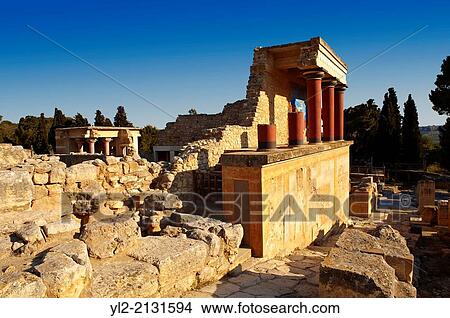 Arthur Evans reconstruction of the Nouth Propylaeum Knossos Minoan archaeological site, Crete. View Large Photo Image Picture - Arthur Evans reconstruction of the Nouth Propylaeum Knossos Minoan archaeological site, Crete.. Fotosearch