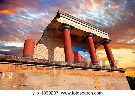 Arthur Evans reconstruction of the Nouth Propylaeum Knossos Minoan archaeological site, Crete View Large Photo Image Stock Photo - Arthur Evans reconstruction of the Nouth Propylaeum Knossos Minoan archaeological site, Crete. Fotosearch