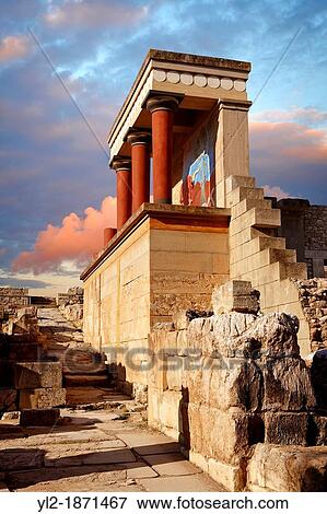 Arthur Evans reconstruction of the Nouth Propylaeum Knossos Minoan archaeological site, Crete View Large Photo Image Stock Photo - Arthur Evans reconstruction of the Nouth Propylaeum Knossos Minoan archaeological site, Crete. Fotosearch