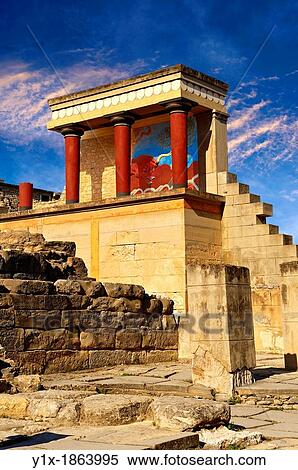 Arthur Evans reconstruction of the Nouth Propylaeum Knossos Minoan archaeological site, Crete View Large Photo Image Stock Photography - Arthur Evans reconstruction of the Nouth Propylaeum Knossos Minoan archaeological site, Crete. Fotosearch