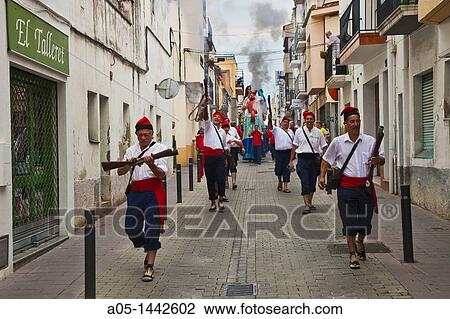 ? Artillers i Miquelets? traditional fest on 15th August, Roses, Alt Emporda, Costa Brava, Girona province, Catalonia, Spain. View Large Photo Image Stock Image - ? Artillers i Miquelets? traditional fest on 15th August, Roses, Alt Emporda, Costa Brava, Girona province, Catalonia, Spain.. Fotosearch