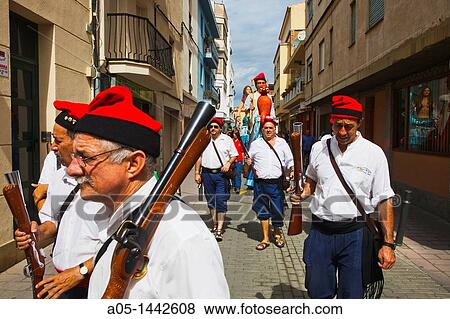 ? Artillers i Miquelets? traditional fest on 15th August, Roses, Alt Emporda, Costa Brava, Girona province, Catalonia, Spain. View Large Photo Image Stock Photo - ? Artillers i Miquelets? traditional fest on 15th August, Roses, Alt Emporda, Costa Brava, Girona province, Catalonia, Spain.. Fotosearch