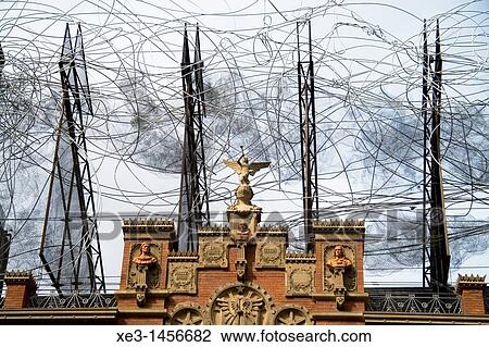 Stock Image - Artistic rooftop in Barcelona, Catalua, Spain.. Fotosearch