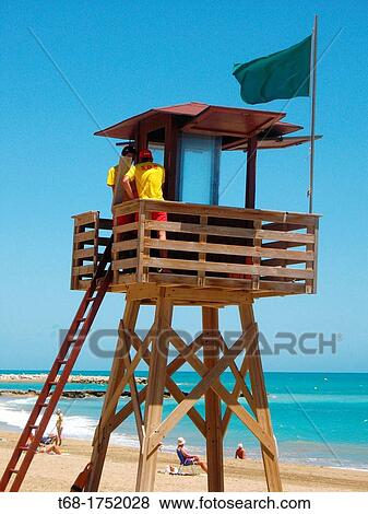 Stock Photo - As a lifeguard, Vinaroz, Castellon province, Comunidad Valenciana, Spain. Fotosearch