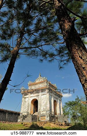 Stock Photo - Asia, Vietnam, Hue Tomb of Bao Dais mother Tu Cung Designated a UNESCO World Heritage Site in 1993, Hue is honoured for its complex of historic monuments Many of them are scattered across the scenic countryside to the south of Hue. Fotosearch