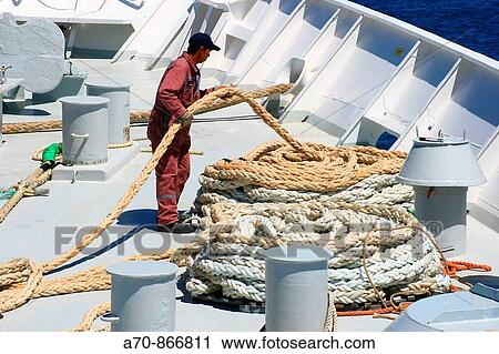 Stock Image - Asian workers, Coral, Louis Cruise LINEs. NotModel release!. Fotosearch