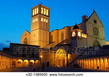 Assisi, Basilica di San Francesco, Basilica of Saint Francis at Dusk, UNESCO World Heritage site, Perugia province, Umbria, Italy. View Large Photo Image Stock Image - Assisi, Basilica di San Francesco, Basilica of Saint Francis at Dusk, UNESCO World Heritage site, Perugia province, Umbria, Italy.. Fotosearch