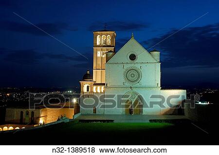 Assisi, Basilica di San Francesco, Basilica of Saint Francis at Dusk, UNESCO World Heritage site, Perugia province, Umbria, Italy. View Large Photo Image Stock Photo - Assisi, Basilica di San Francesco, Basilica of Saint Francis at Dusk, UNESCO World Heritage site, Perugia province, Umbria, Italy.. Fotosearch