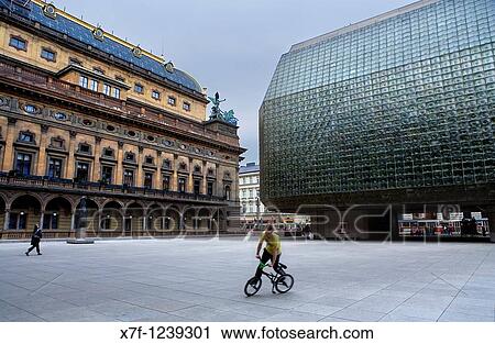 At left National Theatre At right Magic Lantern Prague Czech Republic View Large Photo Image Stock Image - At left National Theatre At right Magic Lantern Prague Czech Republic. Fotosearch