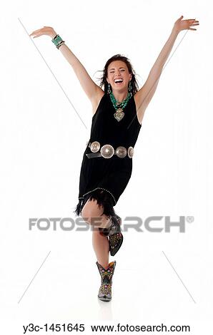 Attractive girl in native American outfit celebrating View Large Photo Image Stock Photography - Attractive girl in native American outfit celebrating. Fotosearch