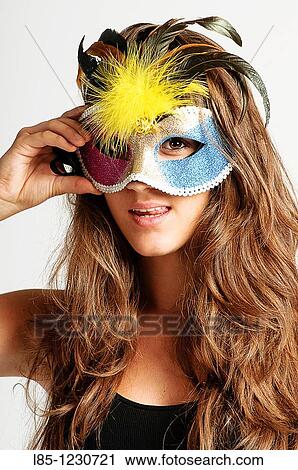 Attractive woman with carnival mask View Large Photo Image Stock Image - Attractive woman with carnival mask. Fotosearch