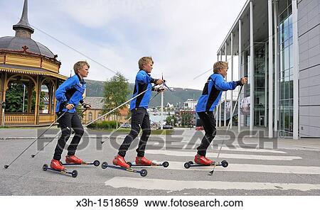 August, young sportsman practising roller ski, photomontage. Tromso County of Troms, Norway, Northern Europe View Large Photo Image Stock Photo - August, young sportsman practising roller ski, photomontage. Tromso County of Troms, Norway, Northern Europe. Fotosearch