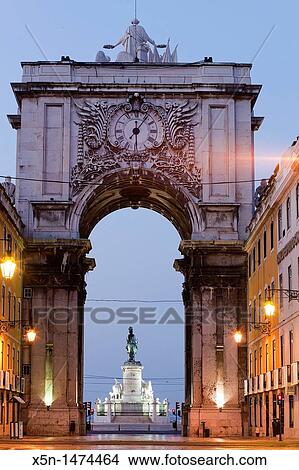 Augusta Street, Lisbon, Portugal, Europe View Large Photo Image Picture - Augusta Street, Lisbon, Portugal, Europe. Fotosearch