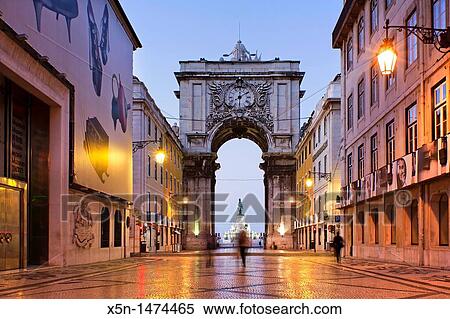 Augusta Street, Lisbon, Portugal, Europe View Large Photo Image Stock Photography - Augusta Street, Lisbon, Portugal, Europe. Fotosearch