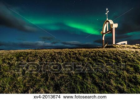 Aurora Borealis or Northern lights in winter. Selfoss area. Southern Iceland. View Large Photo Image Picture - Aurora Borealis or Northern lights in winter. Selfoss area. Southern Iceland.. Fotosearch