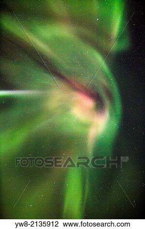 Stock Image - Aurora Borealis or Northern Lights, Lapland, Sweden.. Fotosearch