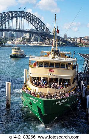 Australia, NSW, New South Wales, Sydney, Sydney Harbour Bridge, harbor, water, Parramatta River, ferry, arriving, Circular Quay, Terminal, public transportation, Sydney Ferries,. View Large Photo Image Stock Photograph - Australia, NSW, New South Wales, Sydney, Sydney Harbour Bridge, harbor, water, Parramatta River, ferry, arriving, Circular Quay, Terminal, public transportation, Sydney Ferries,.. Fotosearch