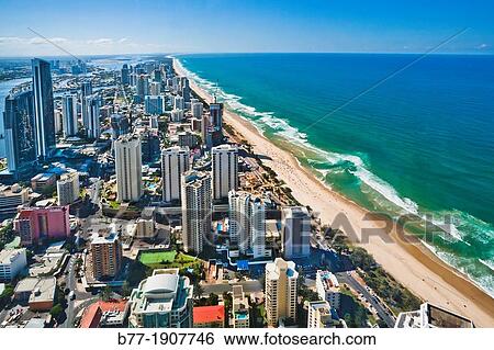 Australia, Queensland, aerial view of Surfers Paradise and Main Beach from Q Deck View Large Photo Image Stock Photograph - Australia, Queensland, aerial view of Surfers Paradise and Main Beach from Q Deck. Fotosearch