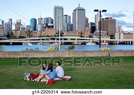 Australia, Queensland, Brisbane, Central, Business, District, CBD, city skyline, skyscrapers, buildings, South Bank, park, Asian, woman, friends, Pacific Motorway, M3, Brisbane River. View Large Photo Image Picture - Australia, Queensland, Brisbane, Central, Business, District, CBD, city skyline, skyscrapers, buildings, South Bank, park, Asian, woman, friends, Pacific Motorway, M3, Brisbane River.. Fotosearch