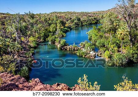 Australia, Queensland, Lawn Hill National Park, view of Indarri Falls at Lawn Hill Creek. View Large Photo Image Stock Image - Australia, Queensland, Lawn Hill National Park, view of Indarri Falls at Lawn Hill Creek.. Fotosearch