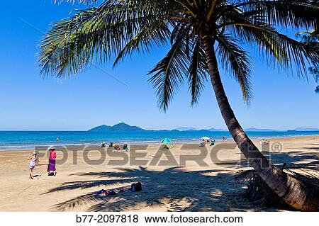 Australia, Queensland, Mission Beach with view of Dunk Island, Cassowary Coast Region, Coral Sea. View Large Photo Image Stock Photo - Australia, Queensland, Mission Beach with view of Dunk Island, Cassowary Coast Region, Coral Sea.. Fotosearch