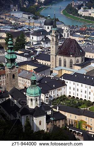 Austria, Salzburg, Old Town, aerial view, churches View Large Photo Image Stock Image - Austria, Salzburg, Old Town, aerial view, churches. Fotosearch