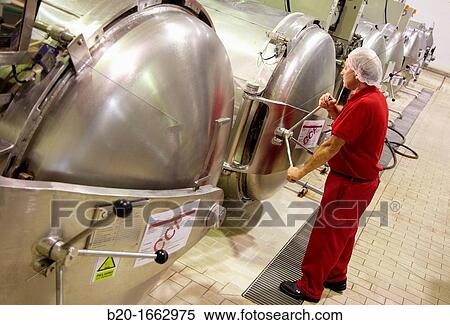 Autoclave sterilization in hermetically sealed containers by the method Appert, Appertization, Production line of canned vegetables and beans, Canning Industry, Agri-food, Gutarra, Grupo Riberebro, Villafranca, Navarra, Spain View Large Photo Image Stock Photography - Autoclave sterilization in hermetically sealed containers by the method Appert, Appertization, Production line of canned vegetables and beans, Canning Industry, Agri-food, Gutarra, Grupo Riberebro, Villafranca, Navarra, Spain. Fotosearch