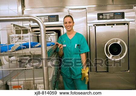 Stock Photo - Autoclave sterilization method, sterilization plant. Hospital Universitario de Gran Canaria Doctor Negrin, Las Palmas de Gran Canaria. Canary Islands, Spain. Fotosearch