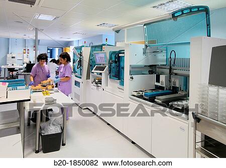 Automatic Specimen Distributor, Hemotherapy, Hematology Laboratory, Task targeted automation system, Donostia Hospital, San Sebastian, Donostia, Gipuzkoa, Basque Country, Spain View Large Photo Image Stock Image - Automatic Specimen Distributor, Hemotherapy, Hematology Laboratory, Task targeted automation system, Donostia Hospital, San Sebastian, Donostia, Gipuzkoa, Basque Country, Spain. Fotosearch