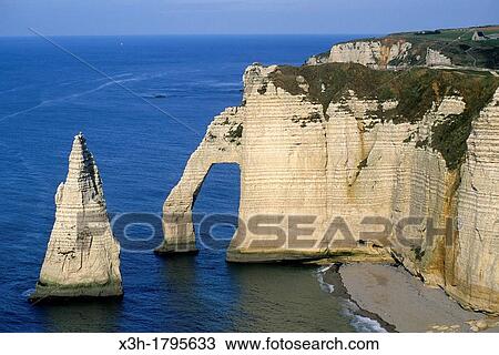Aval cliff and Needle, Etretat, Cote d? Albatre, Pays de Caux, Seine-Maritime department, Upper Normandy region, France, Europe View Large Photo Image Stock Image - Aval cliff and Needle, Etretat, Cote d? Albatre, Pays de Caux, Seine-Maritime department, Upper Normandy region, France, Europe. Fotosearch