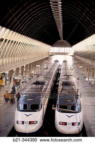 AVE (High speed train) at Santa Justa railway station, Sevilla. Spain View Large Photo Image Stock Image - AVE (High speed train) at Santa Justa railway station, Sevilla. Spain. Fotosearch
