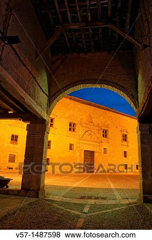 Avellaneda Palace, Main Square. Night view. Pearanda de Duero, Burgos province, Castilla Le? n, Spain. View Large Photo Image Stock Photo - Avellaneda Palace, Main Square. Night view. Pearanda de Duero, Burgos province, Castilla Le? n, Spain.. Fotosearch